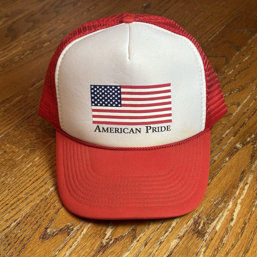 Vintage‎ American Pride Trucker Hat Cap Men's Snap Back Foam Adjustable 90's